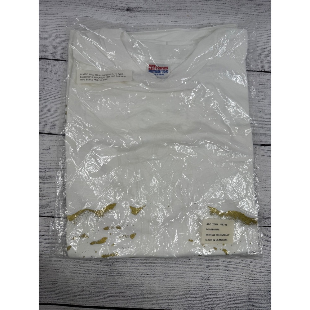 Hanes Heavyweight 50/50 Footprints Miracle Tee Sunsay Adult XL T Shirt